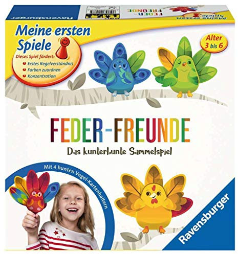 Ravensburger 20587- Feder-Freunde - Kinderspiel, ein kunterbuntes Sammelspiel für 2-4 Spieler, Farben lernen ab 3 Jahren