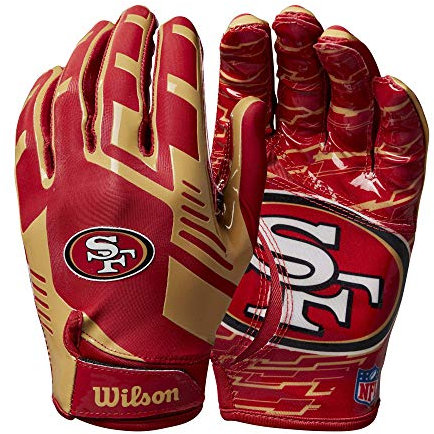 Wilson Unisex-Youth NFL Team Super Grip Gloves, San Francisco, Blau/Grau