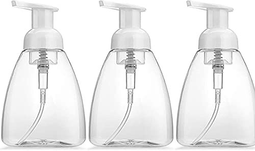 Imirootree Lot de 3 distributeurs de savon moussant vides rechargeables en plastique transparent de 250 ml pour les mains, parfaits pour les éviers de cuisine et de salle de bain