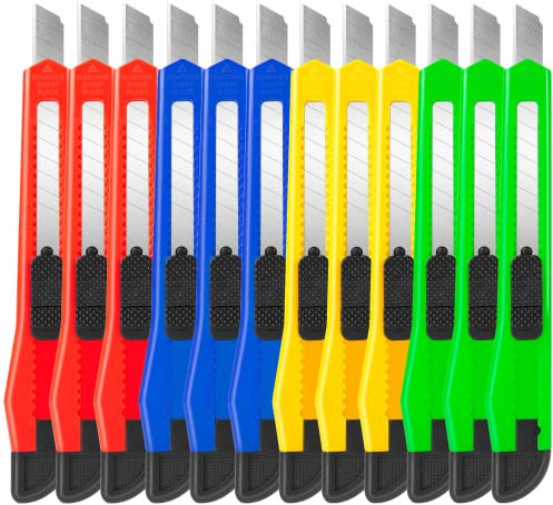 Artcut Taglierino, Taglierino Professionale 9mm, Taglierina A Scatto Da 9 MM, Cutter Professionale per Apertura Confezioni Cartoni, Scatole, Taglierini per L'Ufficio E L'Uso Domestico (12)