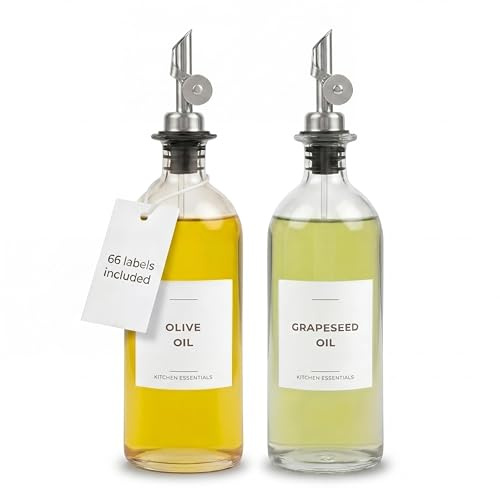Large Oil Dispenser for Kitchen, Olive Oil Dispenser Bottle 2 Pack, Silver