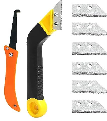 8 Piezas Rascador Juntas Azulejos, Removedor de Lechada, Rascador Juntas Azulejos, Kit de herramientas de repuesto de 6 cuchillas,Para La Limpieza de Paredes y Baldosas de Baño de Cocina