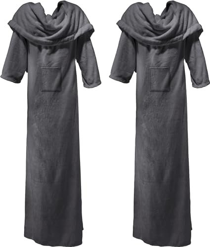 Erwin Müller Wohndecke XXL Foggia mit Ärmeln 2er-Pack Fleece grau Größe 150x220 cm