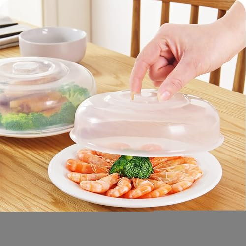 Couvercle anti-éclaboussures transparent pour micro-ondes avec poignée - Passe au lave-vaisselle - Grande taille 20 cm