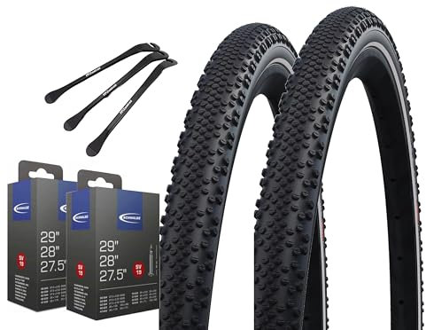 2er Set Schwalbe Reifen G-One Bite schwarz Reflex 28 x 2,0 (50-622) + Schlauch auswählbar + MSZweirad Reifenheber (SV Schläuche)
