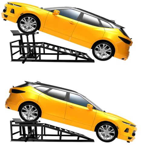 Rovibek 2 Pack Hydraulic Car Ramps 5t 11000lbs, Car Lift Service Ramps, Heavy Duty Steel Cars Lift Ramp Height 11.6-16.5, Auto Ramp for Changing Oil for Maintenance, Black
