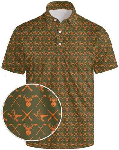 AYUNIX Men's Golf Shirts Hunting Golf Polos for Men Short Sleeve Quick Dry Moisture Wicking Performance Polo Shirts