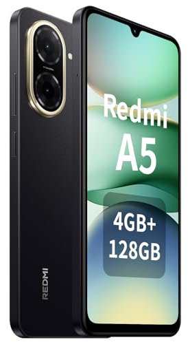 Xiaomi Redmi A5 Smartphone, 128 GB de ROM, 4 GB de RAM, batería de 5200 mAh, pantalla de 120 Hz de 6,88 pulgadas, cámara dual de 32 MP, procesador Octa-Core negro