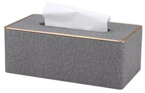 ShineHomes Tissue Box (25 x 14 x 9.5 cm) Premium Tissue Box Made of Waterproof PU Leather, Cosmetic Tissues Box, Magnetic Closure Design Tissue for (Grey)