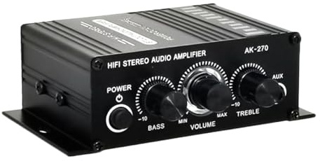 SECFOU Amplificador De Audio Digital Estéreo con Control De Graves y Agudos para Altavoces Pasivos Conexión Estable para TV Coche y Sobremesa Sonido Claro y Potente