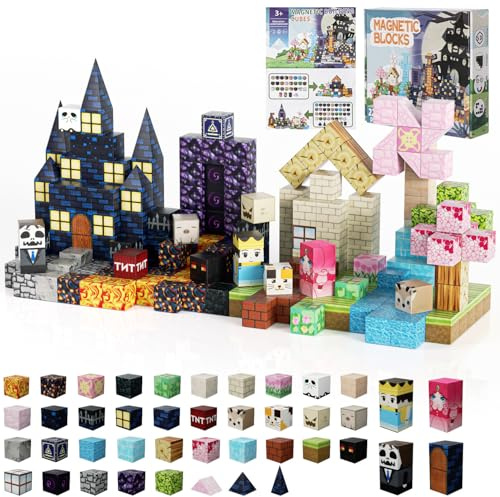 Eikuavons Magnetiska byggstenar 220 delar, XXL-set, magnetiska byggstenar, barn, kreativa 3D-byggleksaker, Montessori, leksak från 3 år, gåva för barn (2 cm)