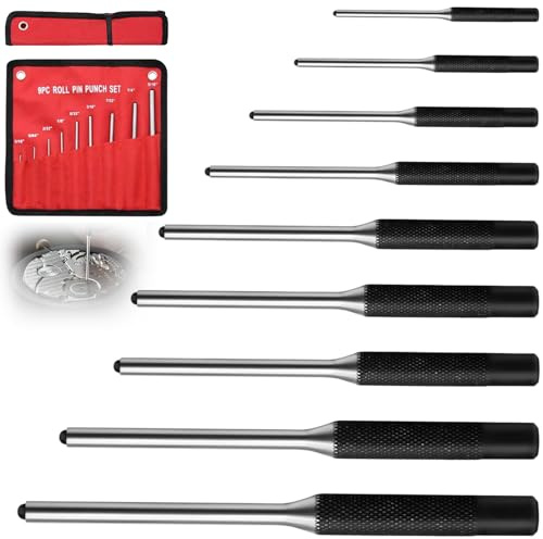 9 Pezzi 1/16-5/16 Pollici Cacciaspine Set con Custodia & Impugnature Zigrinate, Utensili Riparazione Orologi Acciaio Alta Durezza Per Riparare Orologi, Articoli Pelle, Gioielli e Oggetti Artigianali