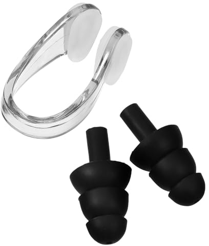 Set Naso e Tappi Orecchie per Nuoto in Silicone Nero