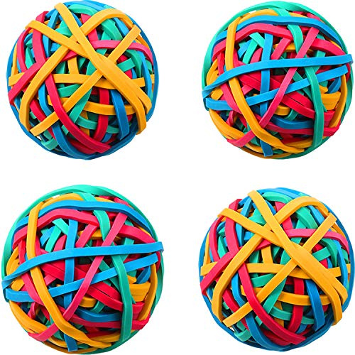 Outus 4 Roll Rubber Band Elastic Ball About 400 Pieces Colorful Rubber Bands Stretchable Rubber Band Balls Stationery Holder Elastic Band Loops for DIY, Arts and Crafts Christmas Gift for Grandson