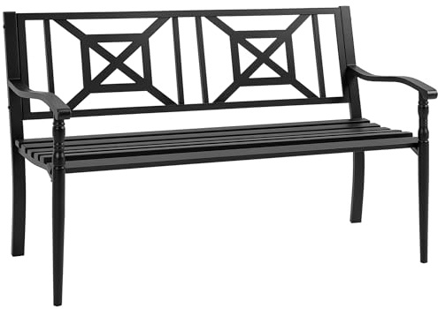 Outsunny Banc de Jardin 2 Places Dossier Haut 128 x 62,5 x 81,5 cm Noir