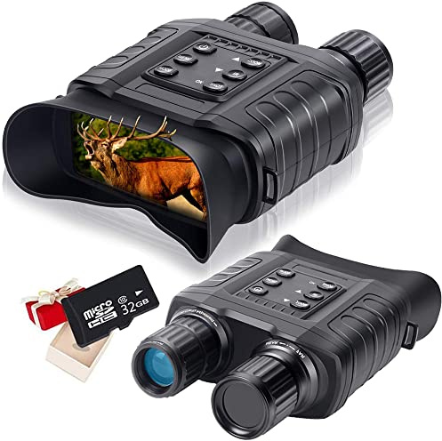 Digital Night Vision Kikare, 20X Optisk Zoom, 1640 ft/500M Visningsområde, CMOS-Sensor med Hög känslighet HD Infraröda Nattglasögon för Jakt, Camping och Övervakning med 32 GB Micro SD-Kort