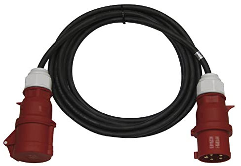 EMOS - IP44 CEE-Verlängerungskabel 10m - 5-polig Stecker - wasserdicht, temperaturbeständig - 400 V, 32 A, 22000 W - Gummi-Isolierung - CGSG 5C x H07RN-F 4 mm2 - für Außenbereich & Camping - schwarz