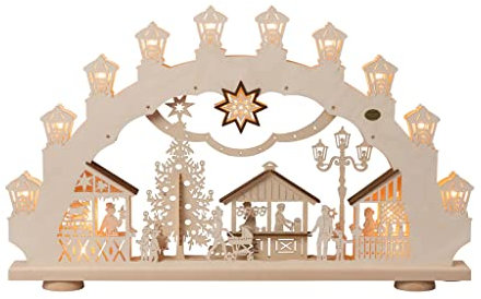 Rudolphs Schatzkiste Arco de Luces 3D Mercado navideño 15 Llama eléctricamente Iluminado,con Iluminación Interior BxHxT 66x40x6cm Nuevo Arco De Luces