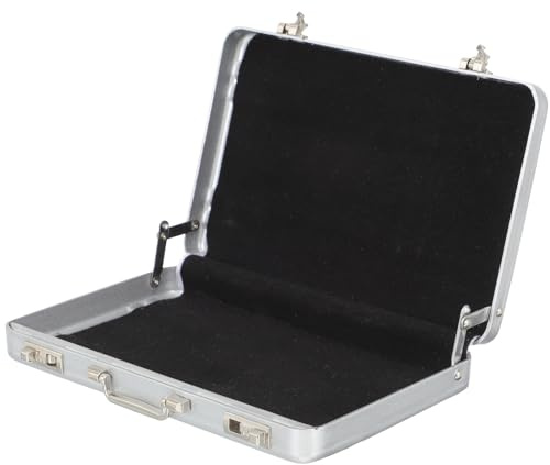 Garneck Business Card Holder Case: Portable Mini Briefcase Aluminum Credit ID Storage Box Organizer for Men Women Compact Suitcase Case Costume Props for Office Meeting Supplies and Visiting Cards