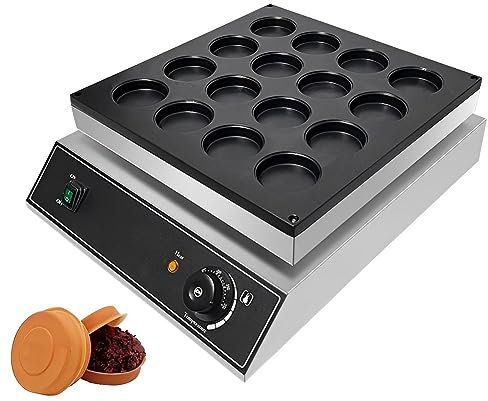 QUTBAG Máquina eléctrica Comercial para Hacer gofres de Frijol Rojo con 16 Agujeros, Antiadherente de Acero Inoxidable con Control de Tiempo y Temperatura para Restaurante, cafetería, Tienda de té