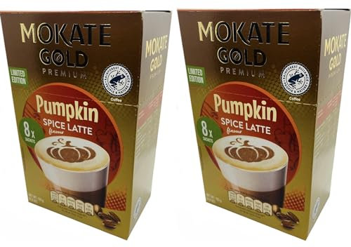 Mokate Gold Premium Latte Pumpkin Spice Flavour Limited Edition Coffee Drink in Powder *2x boxes 8x sachets*