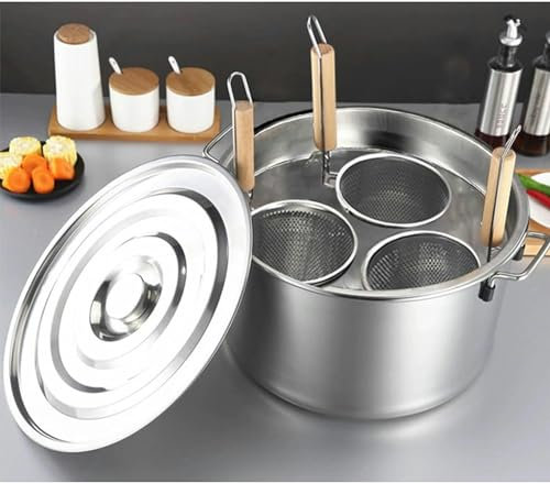 Stainless Steel Stockpot Large Pot Sauce Pot Induction Pot with Lid- 3/4/5 Holes Pasta Cooker Insert Set for Home Kitchen Restaurant Strainer Basket Cookware (Color : 3 Holes, Size : D)
