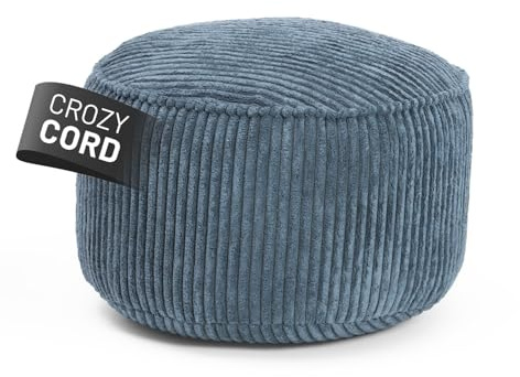 Lumaland Pouf en velours | Pouf compact de 50 l 3 en 1 : tabouret, table basse et repose-pieds | Ø 25 x 45 cm [bleu foncé]