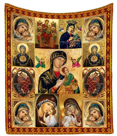 DSOPV Jesus-Decke, Krippendecke mit Jungfrau Maria, Winter-Flanelldecke, gemütlich, zum Lernen, Fernsehen, Lesen, Schlafen, Camping, 101,6 x 152,4 cm (B)