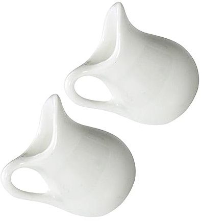 MAGICLULU 2 Pz Mini Lattiera Brocca Per Schiumare Il Latte Far Finta Di Giocare Piccola Brocca Per Creme Mini Panna in Porcellana Bricco Per Latte Olio Concentrato Bianca Ceramica Teiera