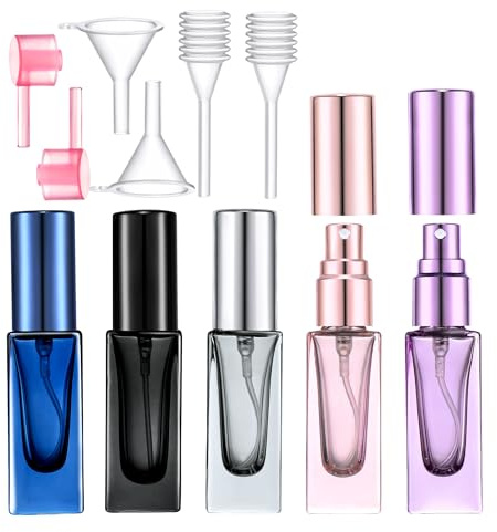 Yikimyfo Travel Perfume Atomizer - 5 Pcs 5ML/0.17oz Mini Spray Bottles, Fine Mist Cologne Glass Bottles, Empty Refillable Size for Travel