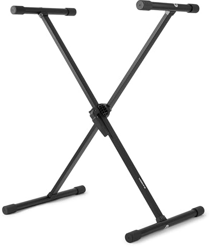 Vonyx KBS03 - Supporto Porta Tastiera Stand in Acciaio con Doppio X-Frame Resistente, Altezza Regolabile, Chiusura Rapida e Punte Antiscivolo, Ideale per Giocatori di Pianoforti e Tastiere Musicali