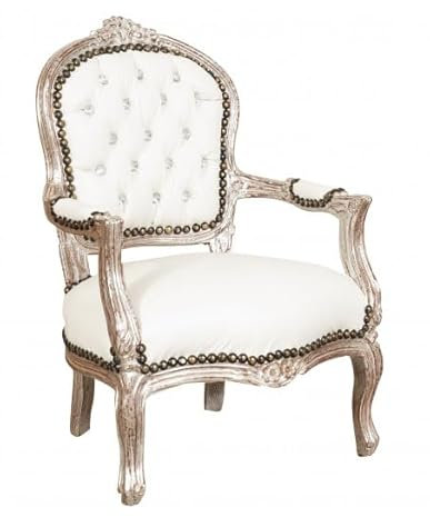 Biscottini Poltrona barocca 75x50x50 cm - Sedie luigi XVI - Poltroncina camera da letto Stile francese - poltrona camera bianca