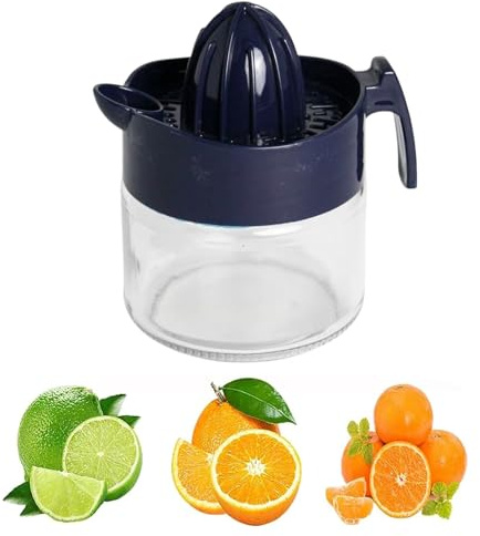 Best House | Lemon Squeezer | Manual Lemon Citrus Juicer | 300ml | DARK BLUE | Multifunctional Glass Fruit Juicer | Lemon Lime Orange Citrus Squeezer Manual Hand Press Juice (Pack of 1)