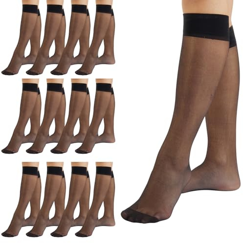 PIKY PACK 12 PAIA Gambaletti Velati 20 DEN, Gambaletti Donna, Calze al Ginocchio Donna Trasparenti, Made in Italy (IT, Testo, Taglia unica, Regular, Regular, 12 Paia Nere)