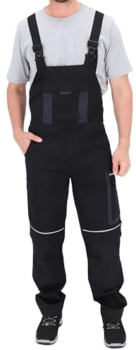 ELIWORX Latzhose Herren mit Stretch – Lange Arbeitshose für Männer mit Werkzeugtaschen – Robuste Arbeitskleidung für Handwerk, Bau & Heimwerker – bequem & strapazierfähig - Schwarz - 50