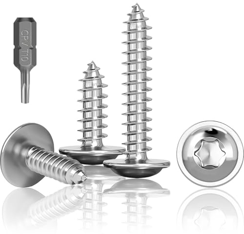 HXJDAM 150 st. tallrikshuvud träskruvar Torx M3 x 18 mm, självgängande skruvar med skiva, rostfria A2 V2A Torx skruvar helgängade, plåtskruvar rostfritt stål, platta huvudskruvar med T10-borr