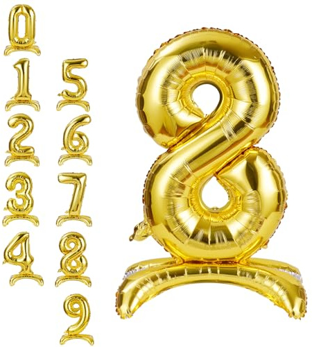 APXEL Oro in Piedi Foil Palloncini, Numeri 8 40 (101cm), Gonfiabili Elio O Aria, Gigant Numero, Granda Palloncino per Anniversario, Decorazione Feste Di Compleanno