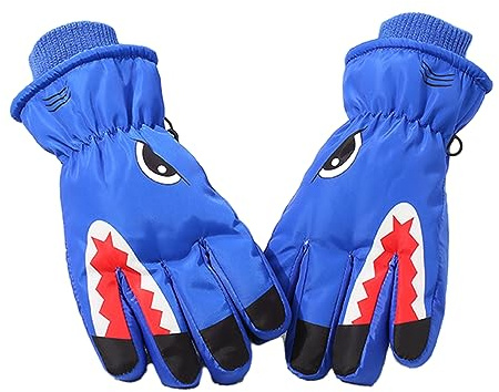 BUBEFSKD Cartoon Snow Sports Gloves, Waterproof Windproof Winter Gloves for Children 8-15 Years, Thermal Warm Mittens for Skiing Snowboard Cycling Hiking Boys Girls
