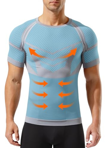 Mauro Kane Tee Shirt Compression Homme Haut de Sport Effet Gainant Ventre Plat Respirant pour Fitness, Running et Gym