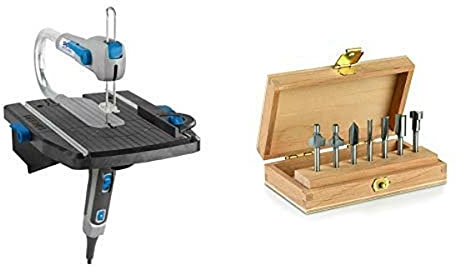 DREMEL Moto-Saw MS20-1/5 Sega da Traforo (70 Watt), 1 Complemento, 5 Accessori + Dremel 26150660JA Set 7 Frese da Legno