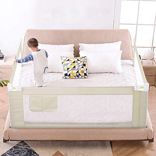 Ejoyous Barrera de Seguridad Plegable Ajustable para Cama Infantil, Rejilla para Cuna de bebé, Rejilla para protección contra caídas 1,5 m.