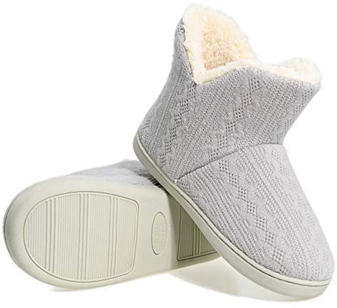 AONEGOLD® tofflor dam herr vinter varm höggstövlar stickad halkfri plysch tofflor tofflor tofflor utomhus indoor, - GRÅ - 36/37 EU