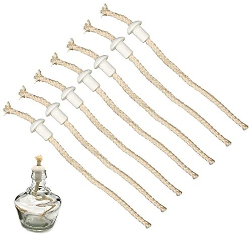 BAQI Lot de 7 mèches de lampes à huile avec supports en céramique, mèches de rechange en coton résistant à la chaleur pour lampe à alcool, kérosène, lanterne, bougie, bouteille de vin, brûleur de