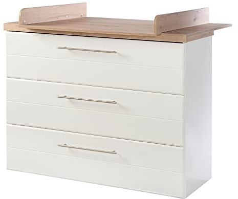 roba Wickelkommode 'Nele' breit, inkl. Wickelansatz, weiß, Kranz in 'Artisan Eiche', Wickelhöhe 93 cm