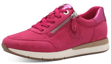 Tamaris COMFORT Damen Sneaker flach aus Leder mit Reißverschluss, Rosa (Fuxia), 39 EU