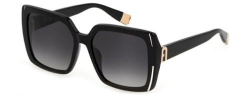 Furla Unisex SFU707 Sunglasses, Black (Shiny Black), 56