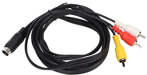 Gavigain Mini DIN to 3 RCA Cable AV Composite Cable Universal Wire PVC Black Cord for TV AV Receiver Monitor 5.9ft Mini DIN to RCA Adapter Cord Mini DIN Male to 3 RCA Male Cable