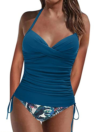 Tankini Damen Bauchweg Zweiteilig Badeanzug Gr. 44 mit Bügel string badeanzug damen bh damen mit bügel set bikini große größen sommerurlaub must have Bikini Blau tankinis für damen bauchweg sport