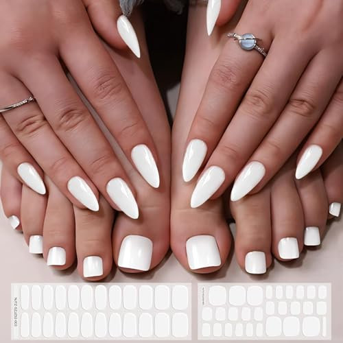 EBANKU 52P set di strisce per unghie in gel semi polimerizzate, strisce unghie in gel dita dei piedi, vero smalto unghie in gel, unghie salone acasa, richiede luce UV con lima