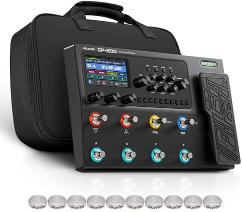 VALETON Procesador de Múltiples Efectos para Guitarra y Bajo con Modelado de Amplificador Gabinetes IR 240+ Efectos Looper Interfaz de Audio USB MIDI I/O Pedal de Expresión GP-200 + Bolsa